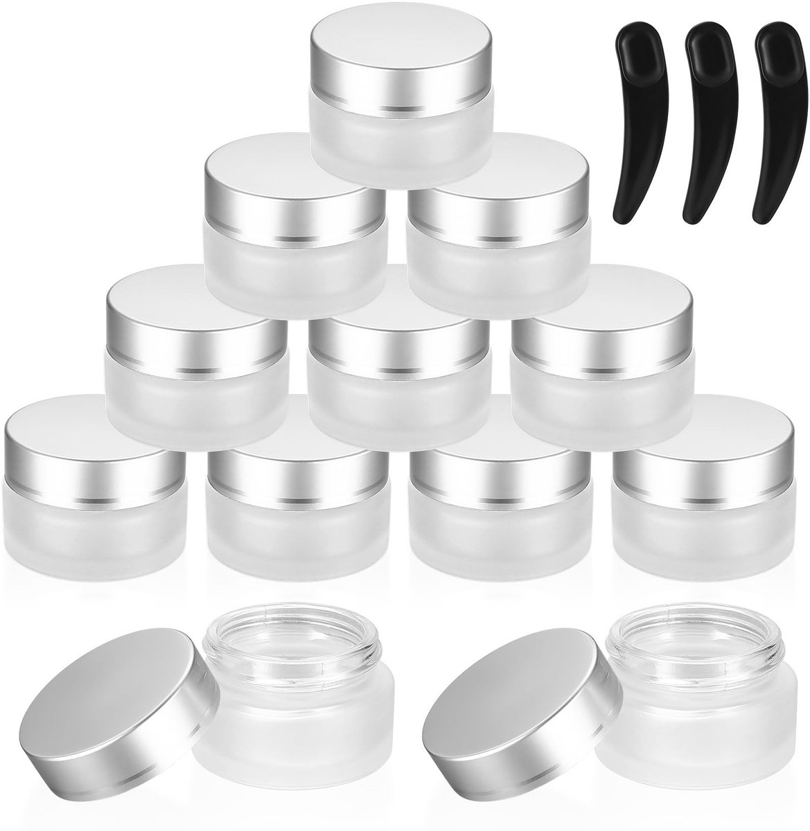 Dailygoody - Cosmeticajars - Lege crèmes - Herbruikbare containers - Matt wit met zilveren deksel - Voor crèmes en lotions - Ideaal voor reizen