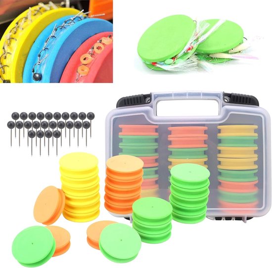 Dailygoods- Vislijn Opslag 24 Stuks - EVA Lijnspoelen - Kunststof Doos - Tackle Organizer - Mix Kleur - 63 x 15 mm - Vislijnspoelen van Dailygoods — afbeelding 5
