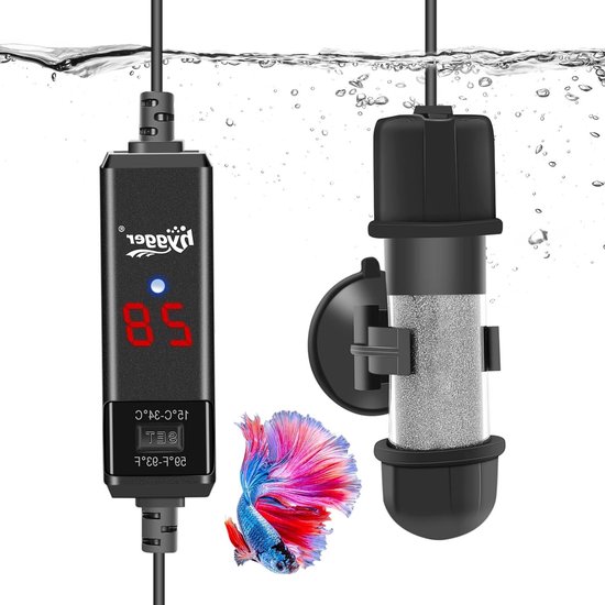 SnelShoppen - Aquarium Verwarmer 10W, Ingestelde Digitale Verwarmingsstaaf voor Zoet- en Zoutwateraquaria, Temperatuurregeling 15-34°C, Compact en Kra
