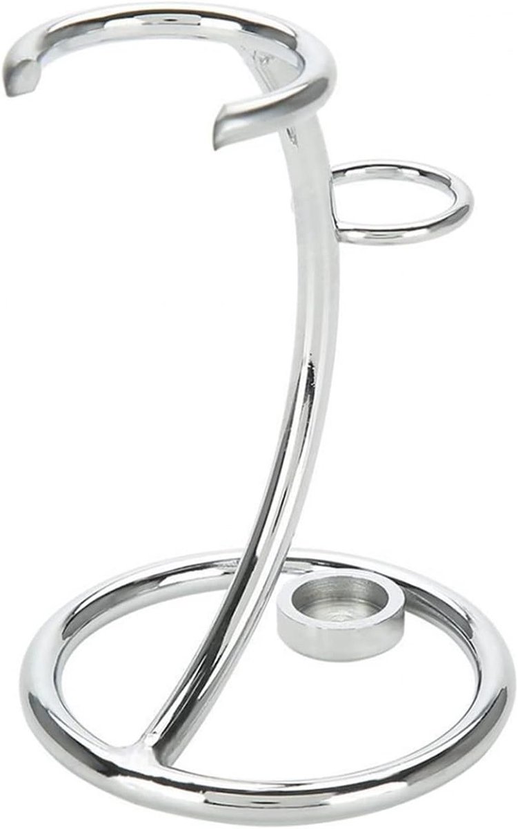 Metalen Scheerborstelhouder en Scheermesstandaard, 2-in-1 Curved Design, Perfecte Cadeau-idee voor Mannen, Scheeraccessoires en Grooming Essentials
