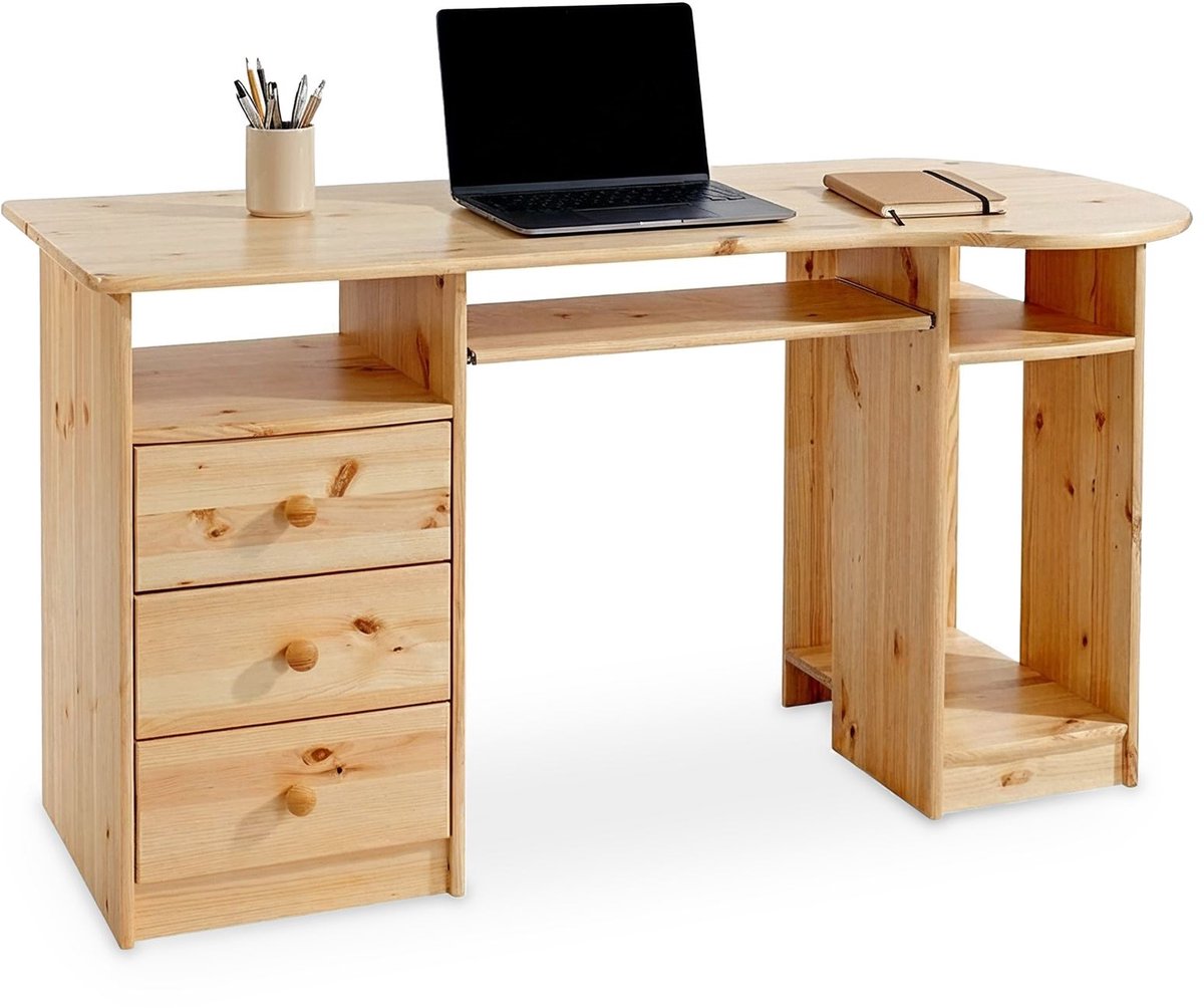 PC bureau BOB, massief grenen, afwerking lak naturel