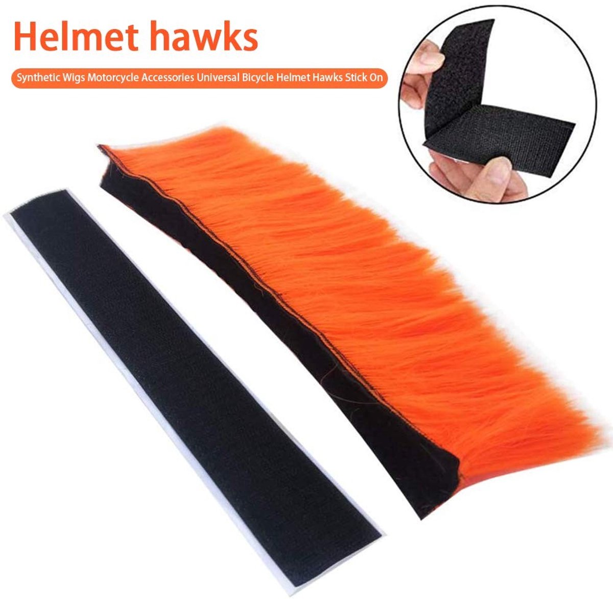 Dailygoody - Mohawk Pruik Helm - Zelfklevende Mohawk - Voor Motorhelm - Oranje - Flexibel en Herbruikbaar - Geschikt voor Fietshelm - Compact Formaat – foto 4