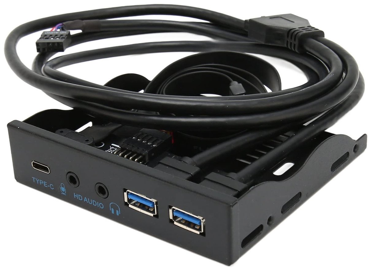USB3.0 Front Panel Hub, Optical Drive 3.5 Panel Computer Expansion Card 10Gbps with USB3.2, Type C, 2xUSB3.0 and Microphone Input and Audio Output Ports for 3.5 Floppy Drive