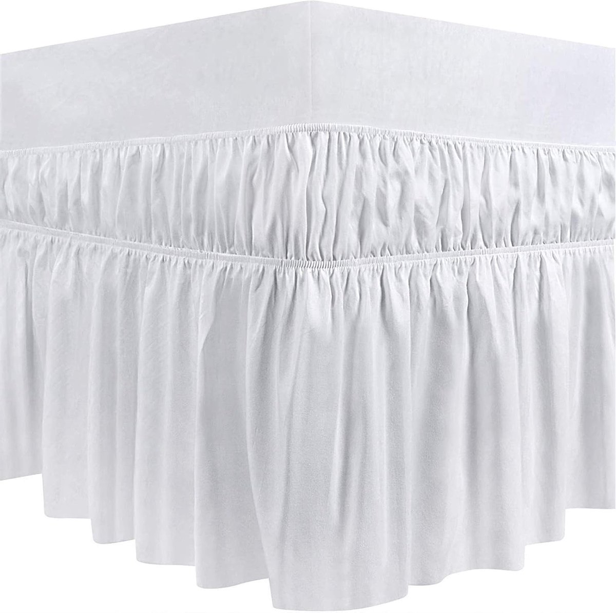 Elegante Bedrok met Plissé (150x200x40cm) - Rimpelrand, Elastische Stof, Geschikt voor Que