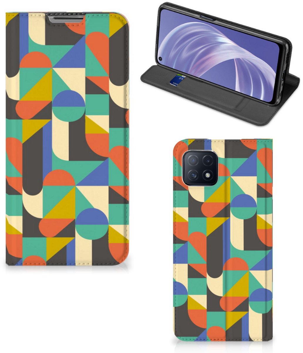 OPPO A73 5G Hoesje met Magneet Funky Retro