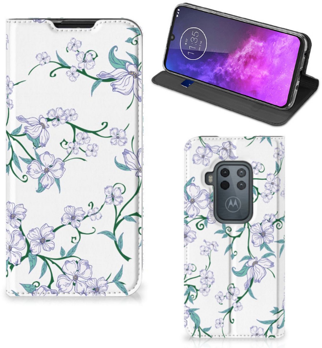 Motorola One Zoom Uniek Smart Cover Blossom White