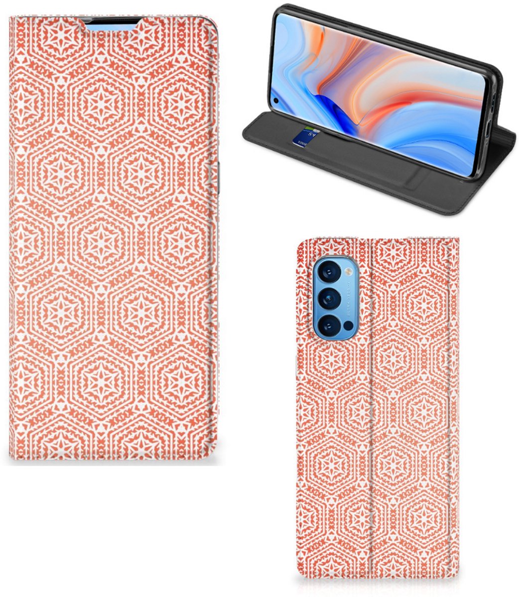 OPPO Reno4 Pro 5G Hoesje met Magneet Pattern Orange
