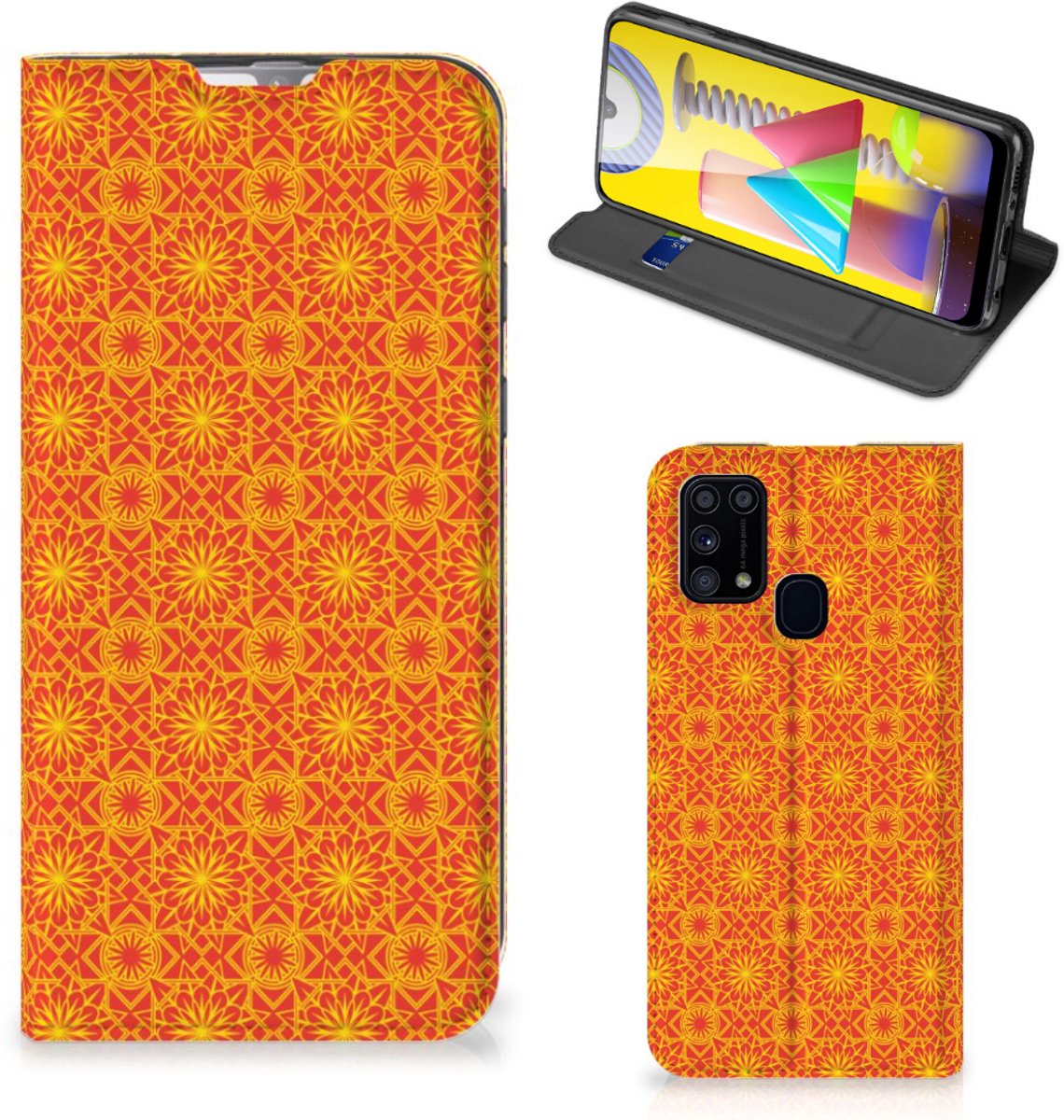 Samsung Galaxy M31 Hoesje met Magneet Batik Oranje