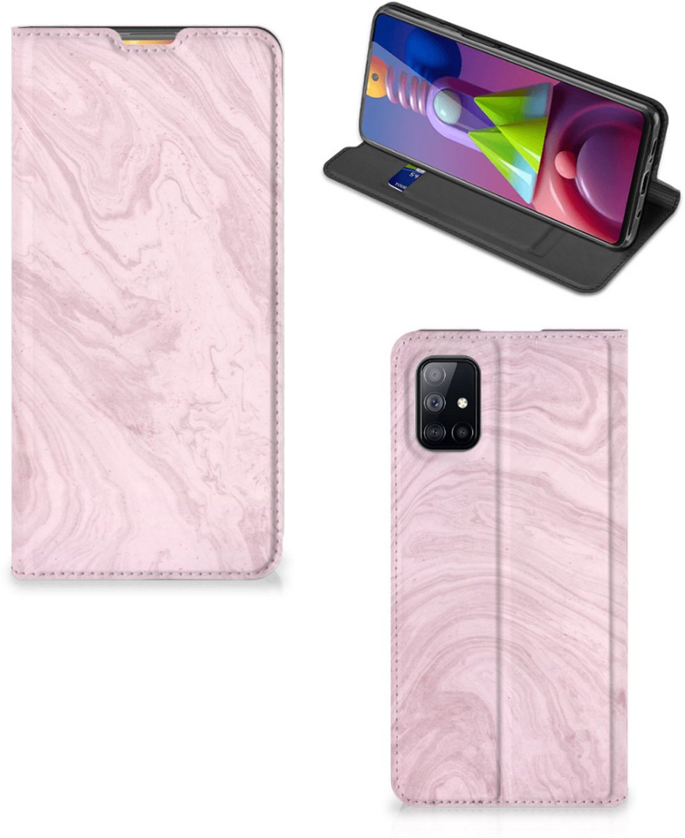 Samsung Galaxy M51 Standcase Marble Pink - Origineel Cadeau Vriendin