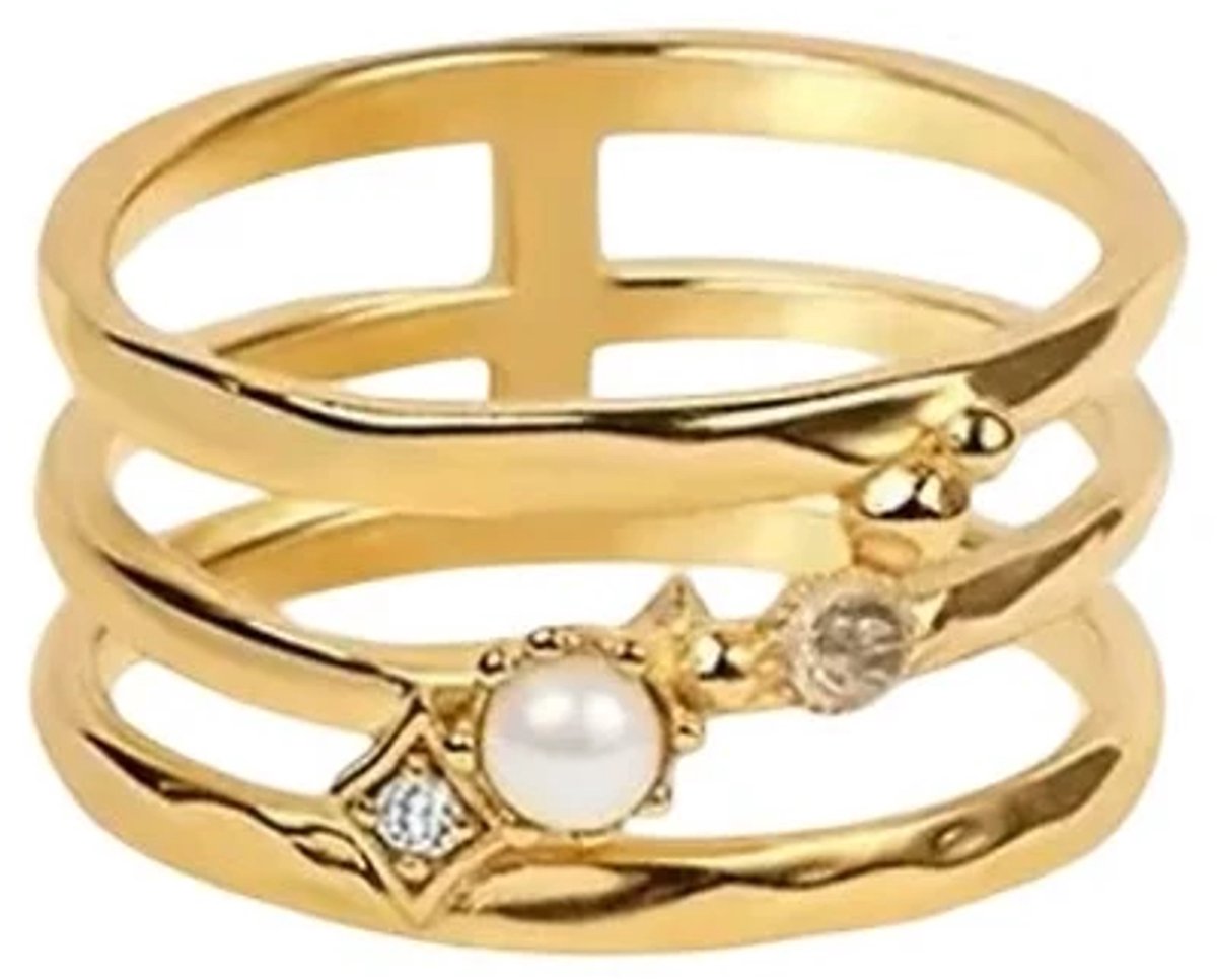Ring met parel goldplated/maat52/Bling-it