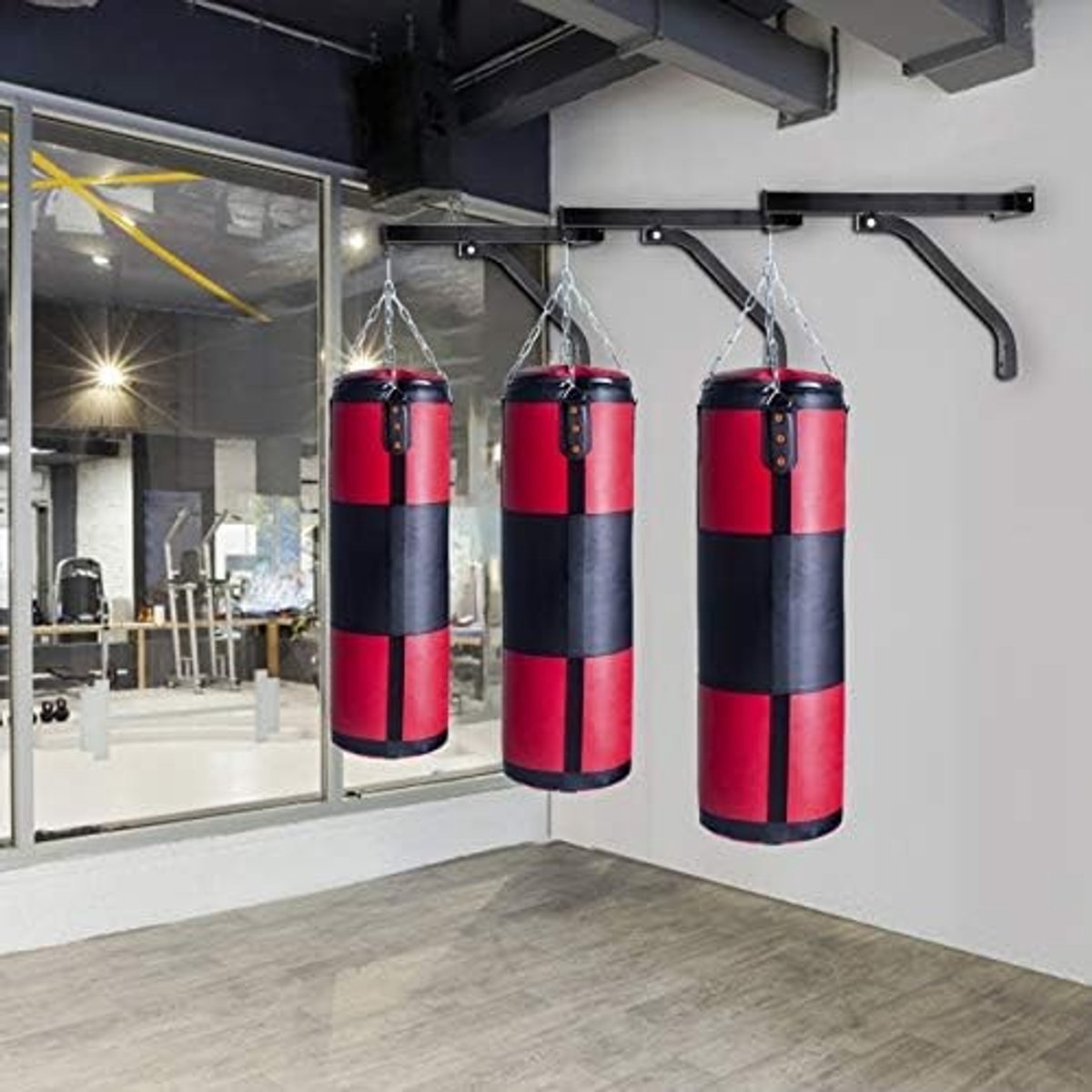 Allecto - Muurbeugel Bokszak - Ophangsysteem - 100 kg - Bokszakhouder - 39.5 x 50 cm - Thuisfitness - Gym - Zwart