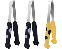 KASESSS Keuken Tangen Set - 3 Stuks - 18.5 cm - RVS en Hittebestendig - Perfect voor Grillen en Salades - Zwart en Geel