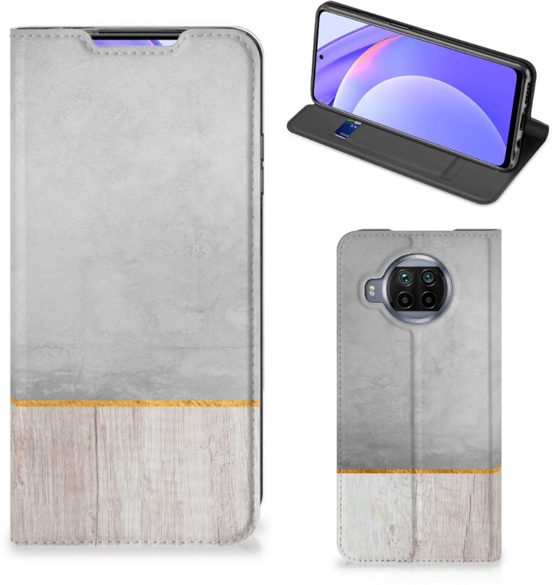 Xiaomi Mi 10T Lite Book Wallet Case Wood Concrete