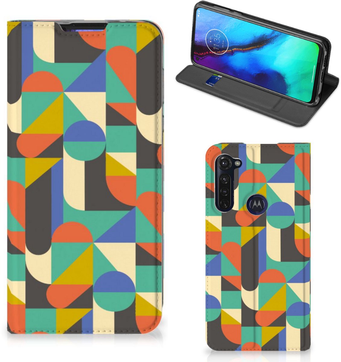 Motorola Moto G Pro Hoesje met Magneet Funky Retro