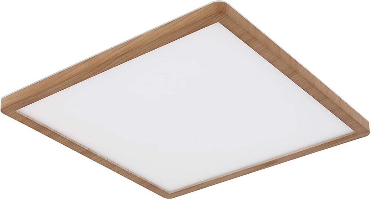 Plafondlamp Badkamerlamp LED 3-niveaus dimmer Woonkamerlamp, achtergrondverlichting, houtlook, 18W 1600lm warm wit, LxBxH 29,4x29,4x2,5 cm