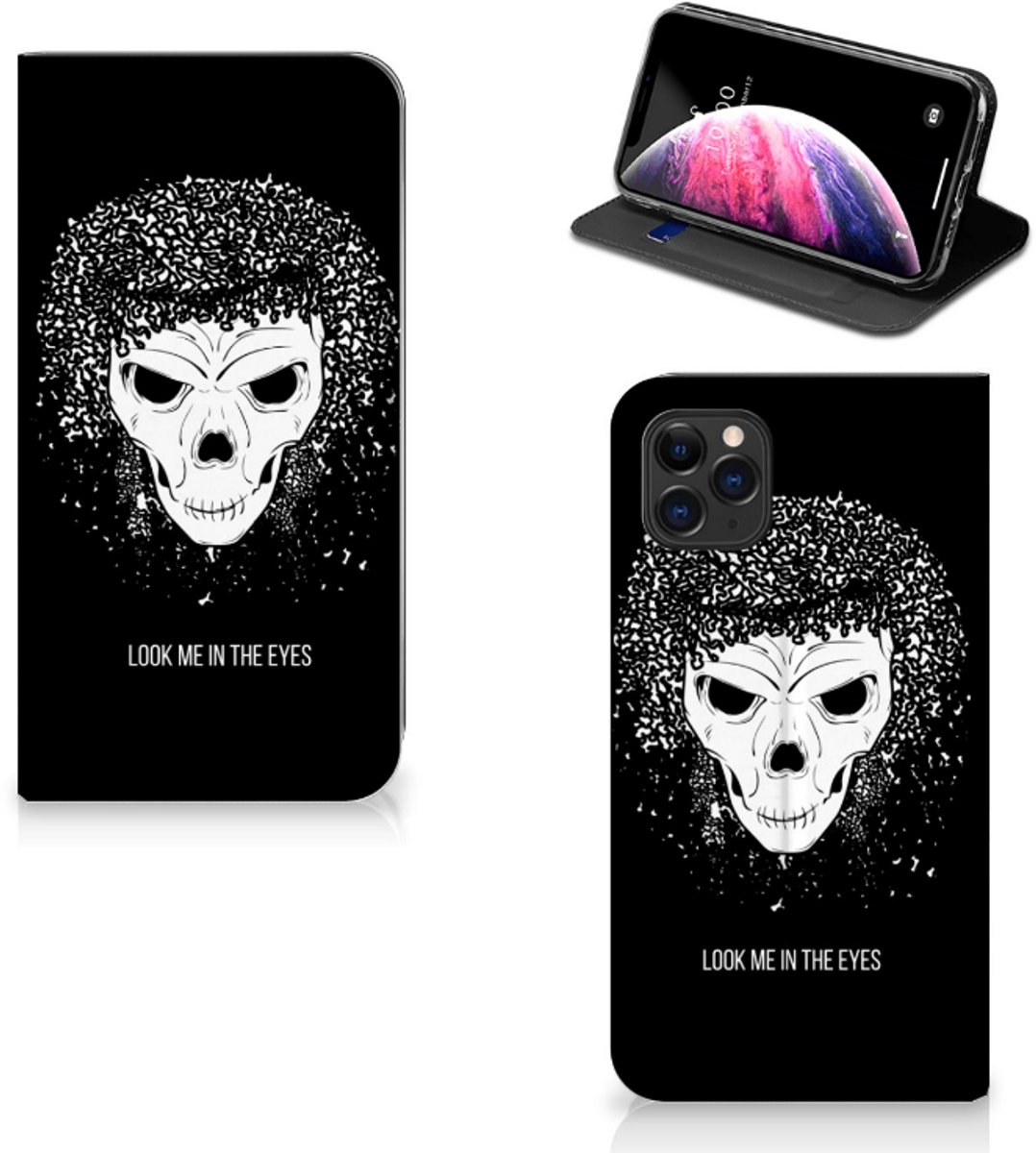 Mobiel BookCase Apple iPhone 11 Pro Max Skull Hair