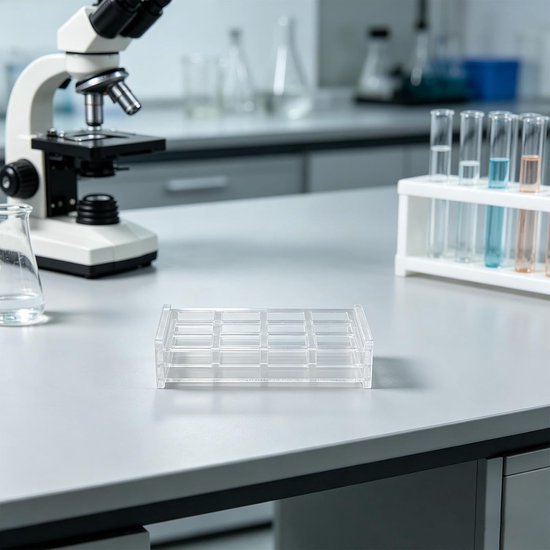 Cuvettenhouder Acryl - Opbergrek Lab - Laboratorium Analyses - 12 Sleuven 20mm - 5.12x2.44x1.22 Inch - Transparant — afbeelding 3