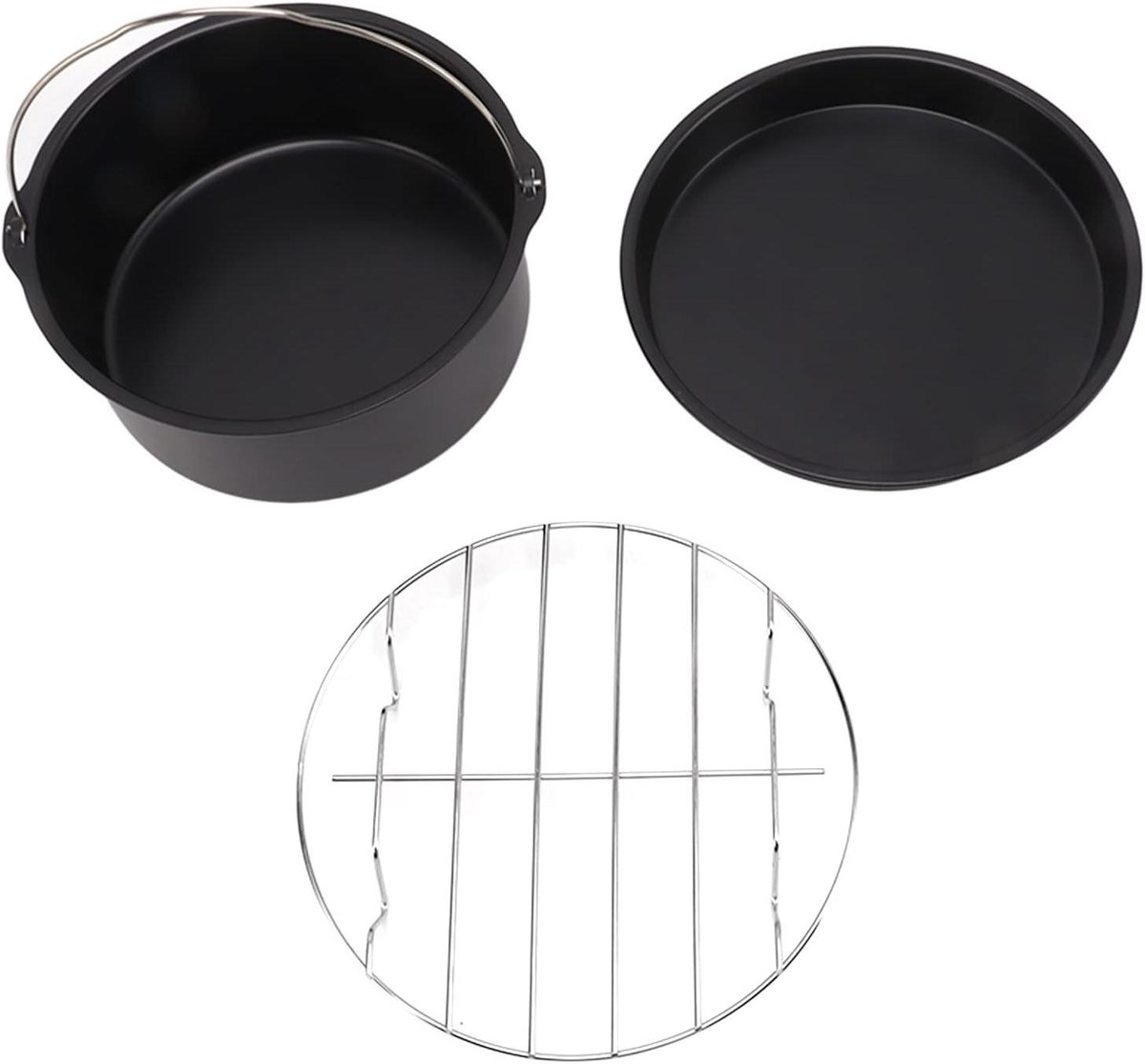 Luchtfriteuse Accessoireset Keuken Gereedschap Koken Bakken Vaatwasserbestendig 5-delig Zwart