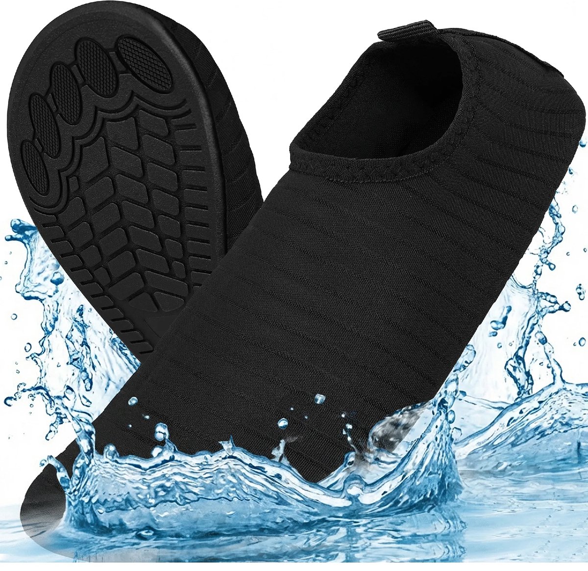 Trizand Zwarte waterschoenen maat 39 voor strand, zwembad en watersport met antislip TPE zool, flexibele pasvorm en laag gewicht