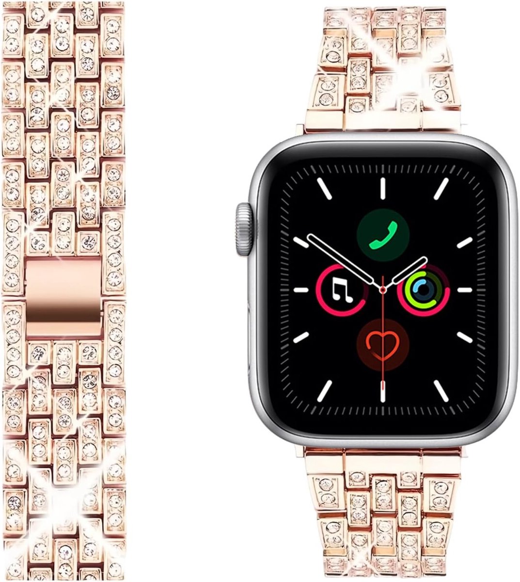 Vervangarmband met Strass voor Smartwatch - Glanzende Sequin Armband voor Dames - Geschikt voor Galaxy Watch, Apple Watch en meer - 20 mm, Zinklegering, Diamantlook