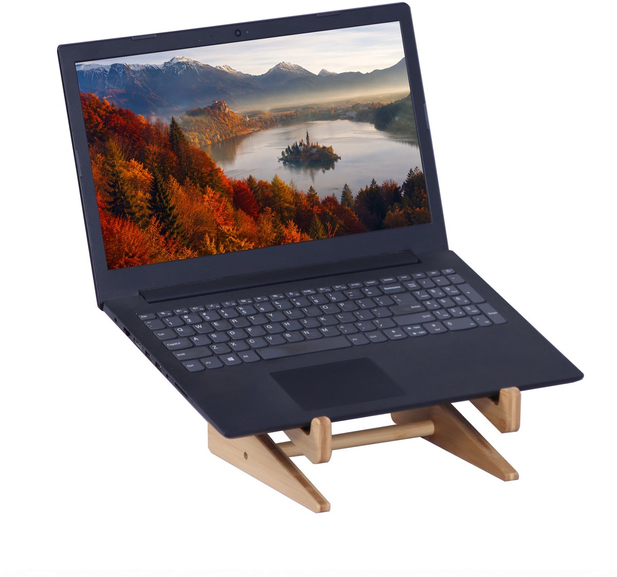 Laptopstandaard - hout - naturel - 21x11,5x21 cm - voor laptop