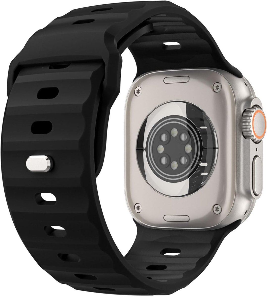 Zwarte Silicone Vervangband voor Apple Watch Ultra 2 en Series 10, 9, 8, 7, 6, 5, 4 SE - Geschikt voor Mannen en Vrouwen, 49mm, 46mm, 45mm, 44mm, 42mm