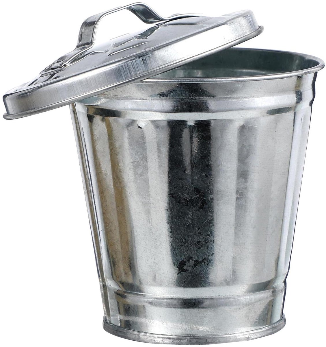 Opbergpot - Afvalbakje - Bureau Organisatie - Met Deksel - 9.5 cm - Zilver