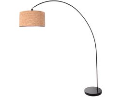 Solva 4345ZW booglamp - zwart met kurken kap Ø40 cm, moderne eigentijdse vloerlamp, Mexlite