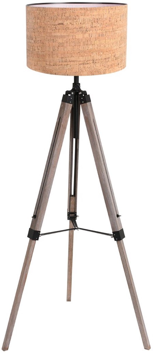 Mexlite - Vloerlamp - Triek - Naturel Zwart - Metaal Textiel - Ø 75cm - E27 - 4344ZW
