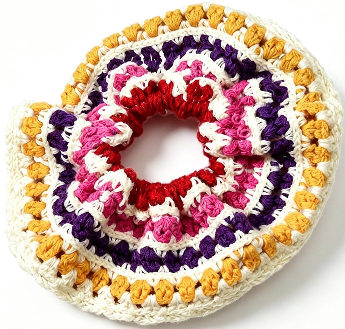 Scrunchie - gebreid - multicolor - 14 cm