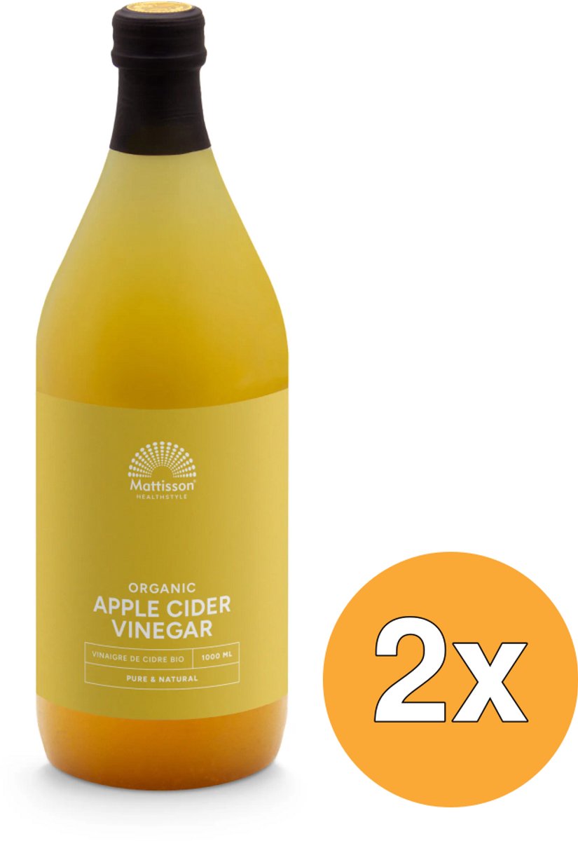 2x Mattisson Organic Apple Cider Vinegar Pure Bio (1000 ml)