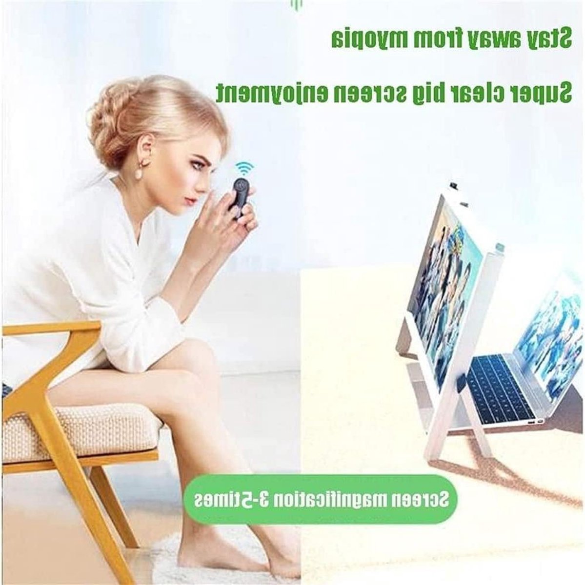 Schermvergroter Laptop - Telefoon Vergroter - Films Kijken - HD Optische Technologie - 22 inch - Houtkleur
