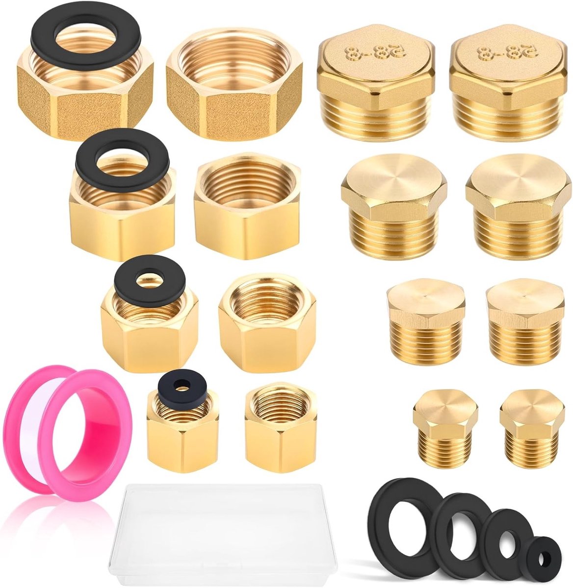 Blind plugs set 16 stuks - 1/8 1/4 3/8 1/2 inch - binnen- en buitendraad - ideaal voor waterleidingen - ShopVlot