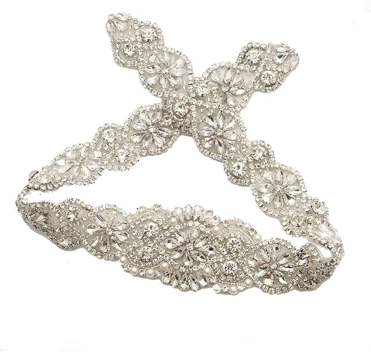 Rose Gold Luxury Rhinestone Belt Trimming Women Dress Accessories Hot Fixed Applique Attached for Wedding Dresses Sash Belt 1 PC