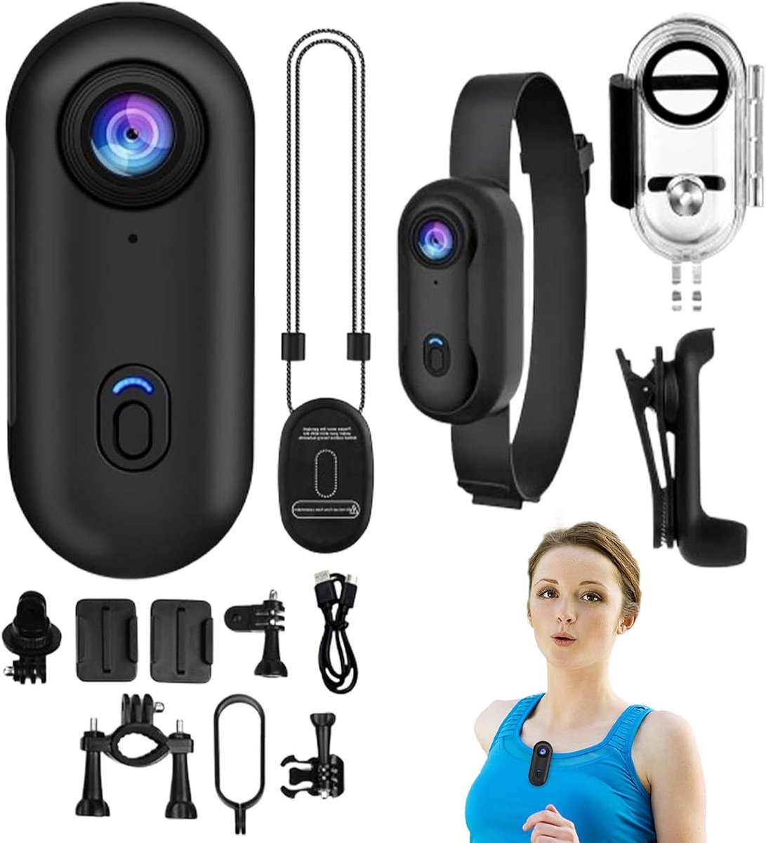 Mini Actiecamera - Compacte Outdoor Cam - Avonturen Vastleggen - Waterdicht IPX7 Ontwerp - 1080P HD - Zwart
