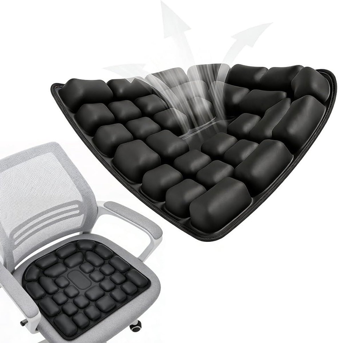 Decubitus Zitkussen, Antidecubitus Kussen, Opblaasbaar Kussen voor Coccyx Verlichting, 45 x 40 cm, Ideaal voor Kantoor, Auto en Rolstoel, Ondersteuning en Comfort tijdens Reizen