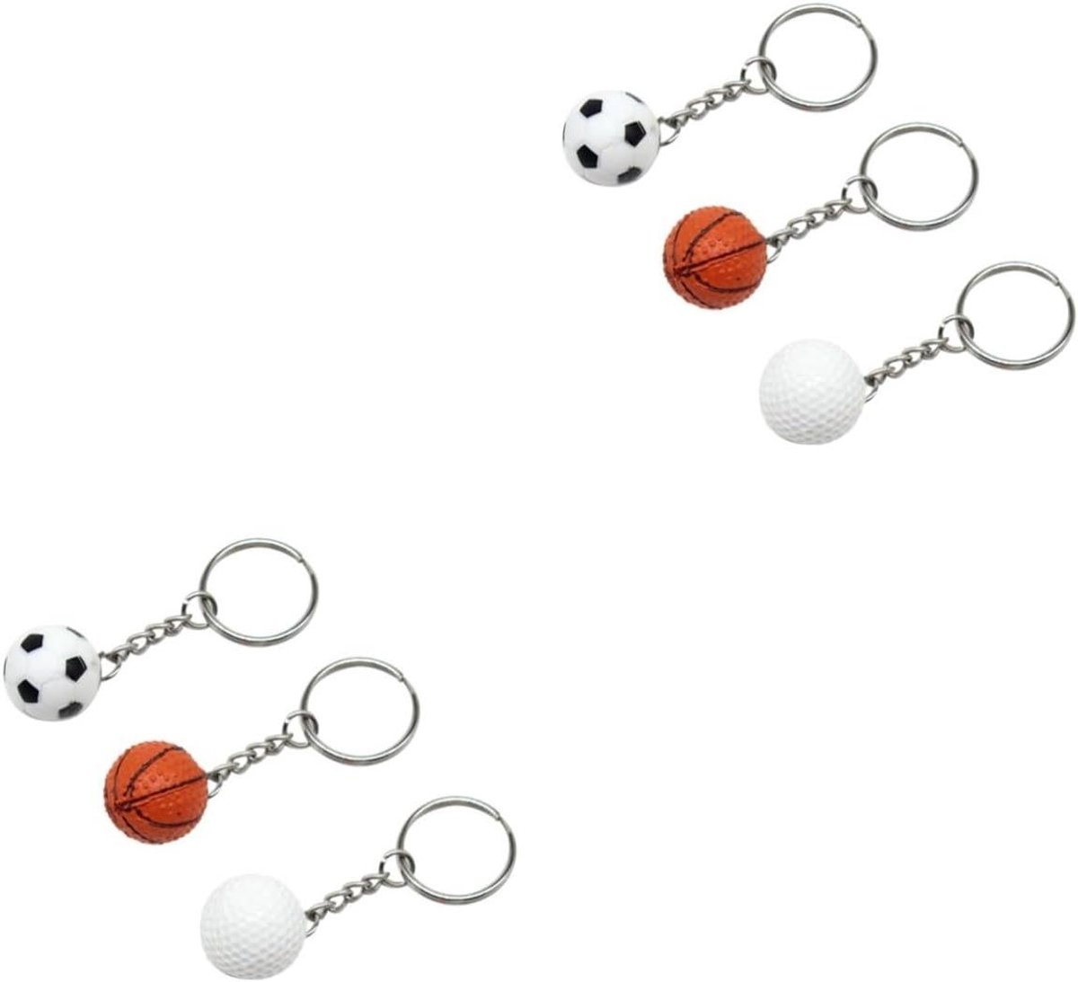 Trendy Sleutelhangers - Sport Accessoires - Tassen Decoratie - Levensgetrouwe Balvorm - 6 Stuks - Multicolor