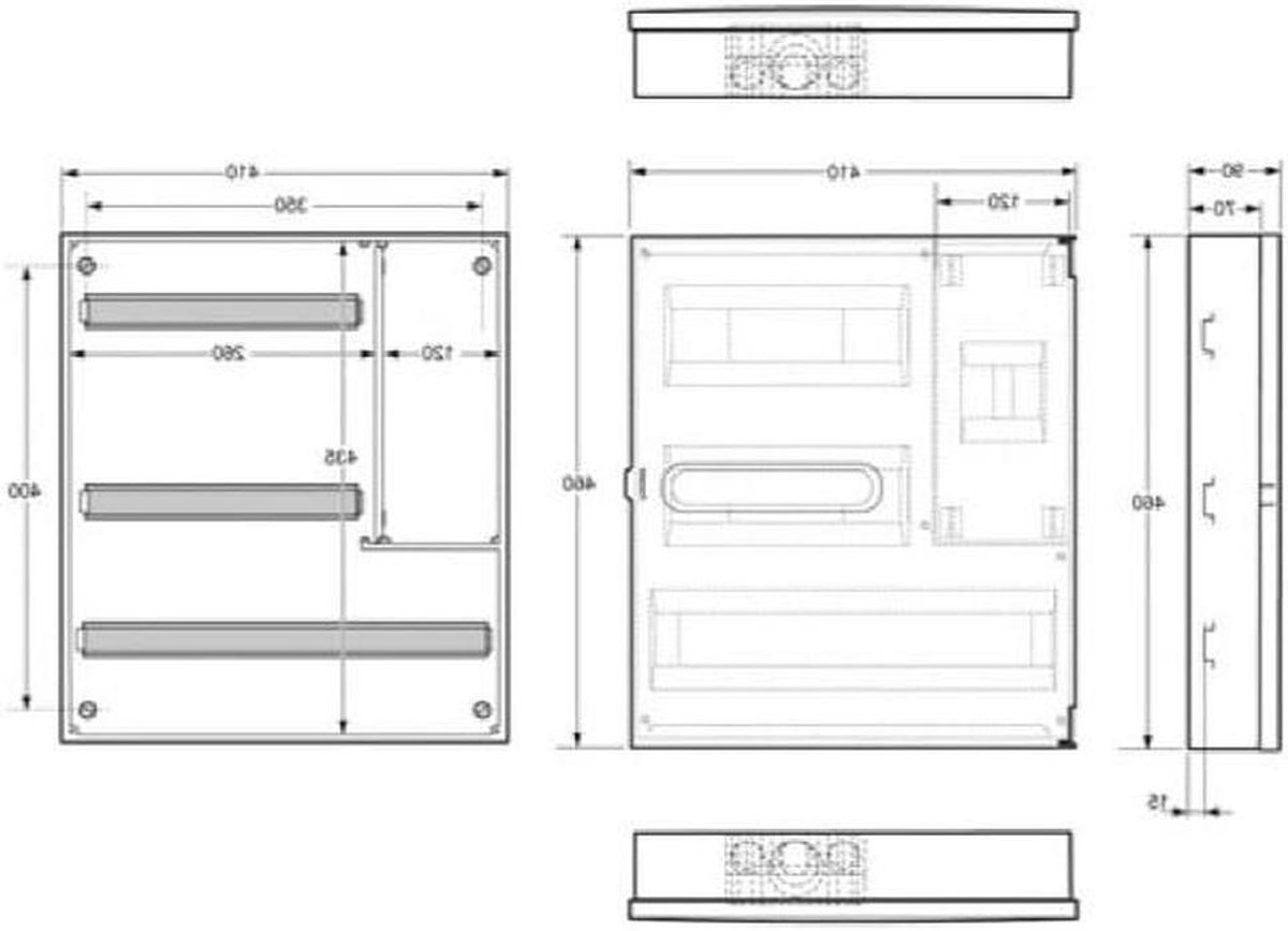 Verdeel kast - Stoppen kast - Elektrische installatie - Transparante deur - 44 modules - Grijs