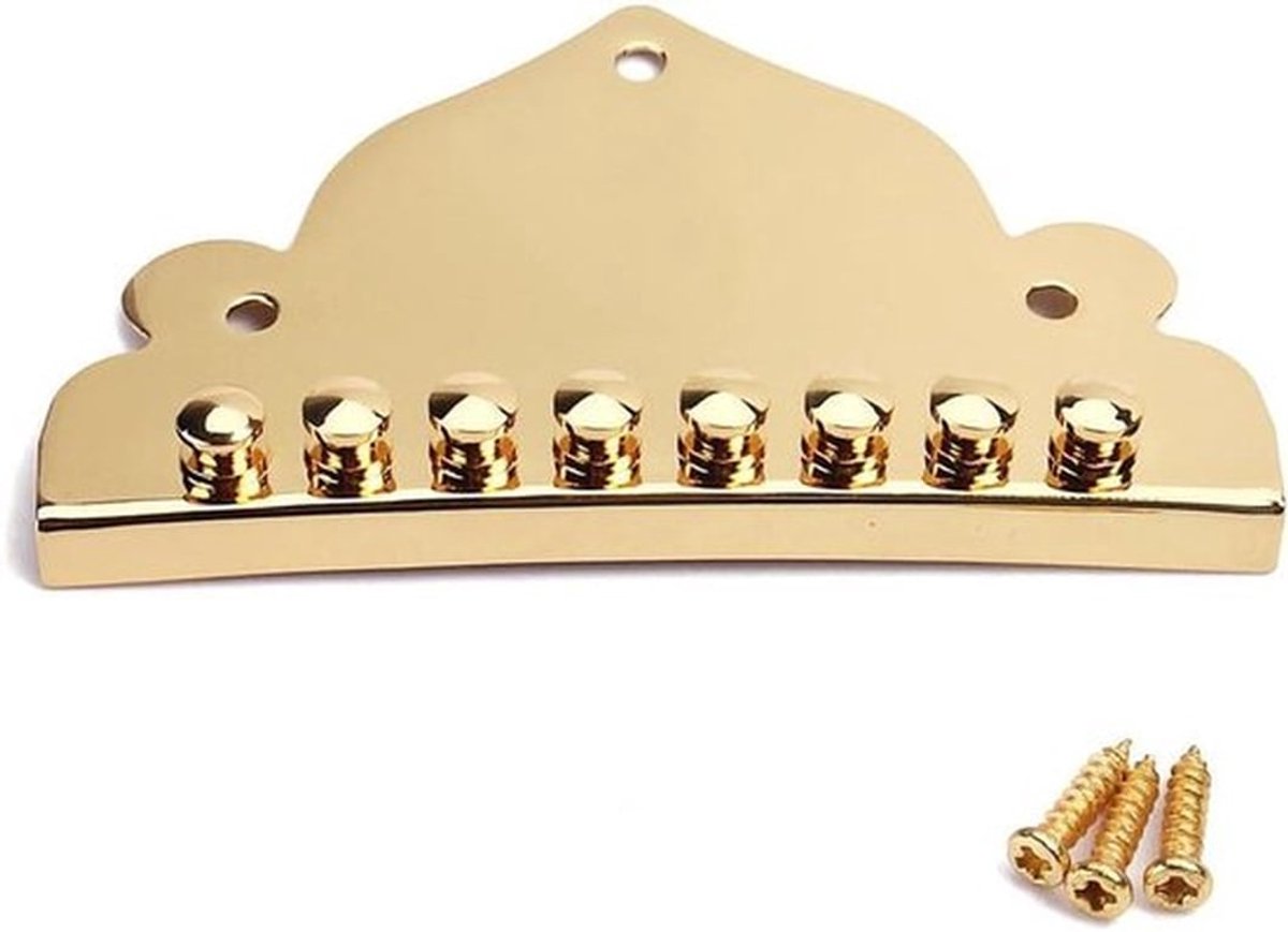 Mandoline snaarhouder zinklegering 8 snaren goudkleurig met schroeven
