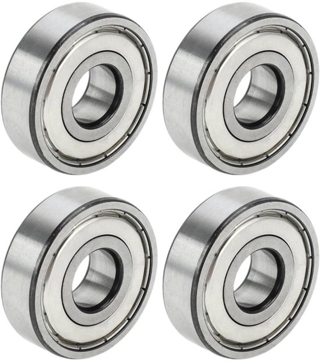 Diepe groefkogellagers P6 15x42x13mm zilverkleurige gesmeerde lagers scooter skateboard wiel set van 4