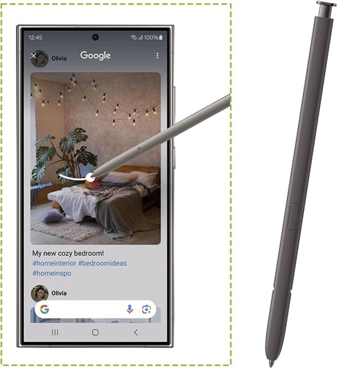 Zwarte vervangende S Pen stylus voor Galaxy S24 Ultra smartphone