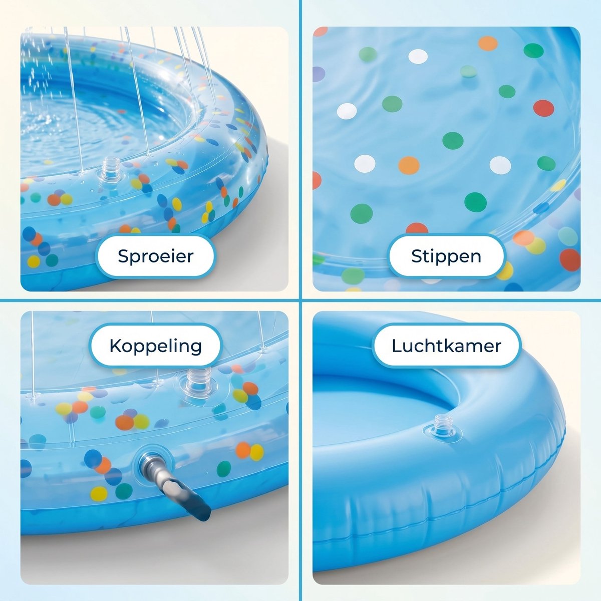 Cheqo® Babyzwembad - Kinderzwembad - Opblaasbaar Zwembad met Sproeifunctie en Sproeier voor Peuter - Buitenspeelgoed - Waterspeelgoed - Zwembadje - Peuterbad - Tuinbadje - Zomerspeelgoed - Kinderbadje - Waterpret - Speelzwembad - Opblaasbadje — afbeelding 4