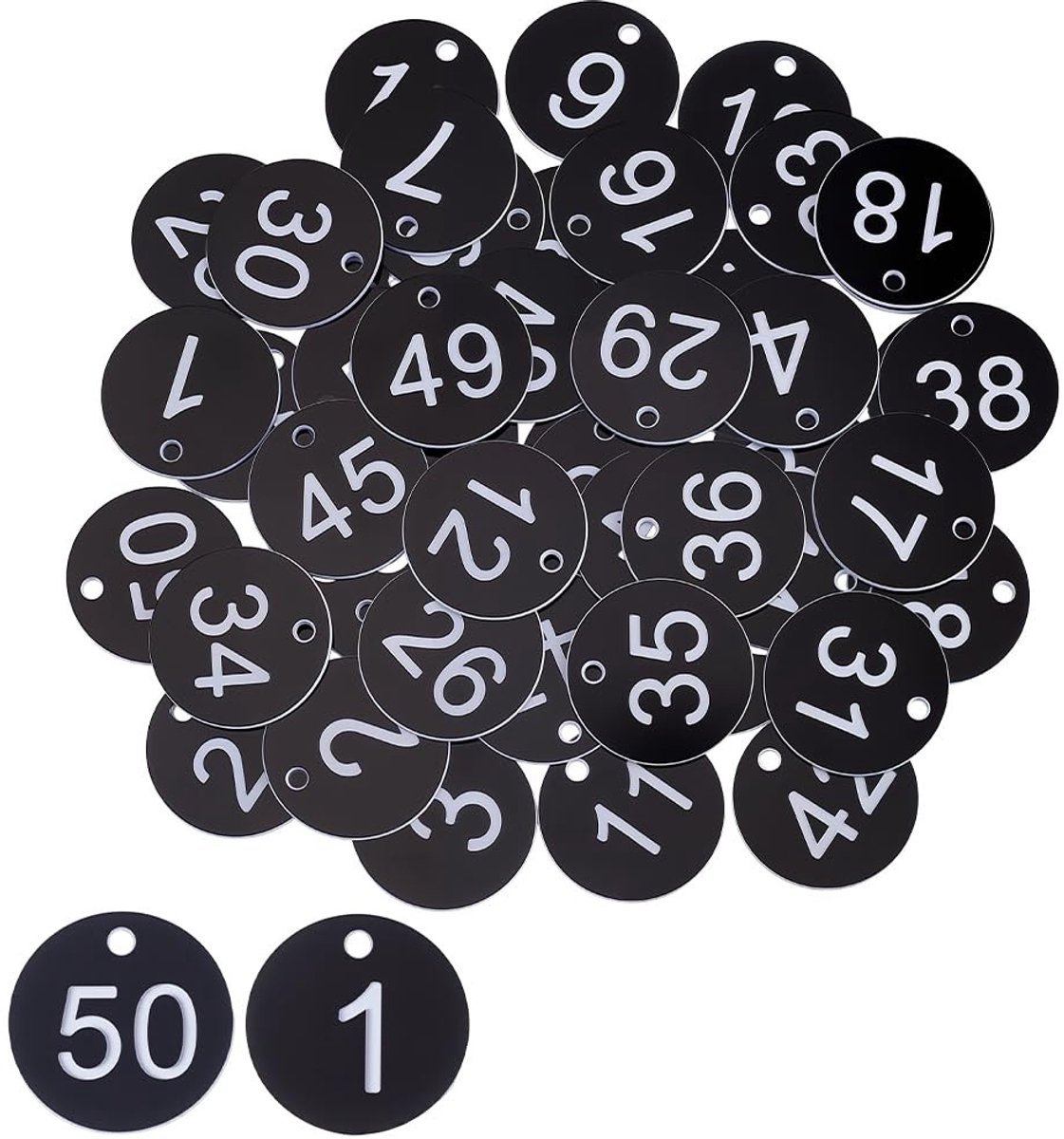 Dailygoods - 50 Stuks Acryl Nummerlabels 1-50 voor Organisatie