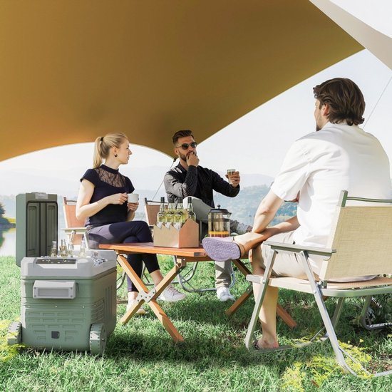 33L Compressor koelbox-Elektrische koelbox-Auto koelbox-Mini koelkast-Met wielen-Vriesfunctie-Stille werking-LED-Camping en boot-64,5cm-12V 230V-Groen — afbeelding 2
