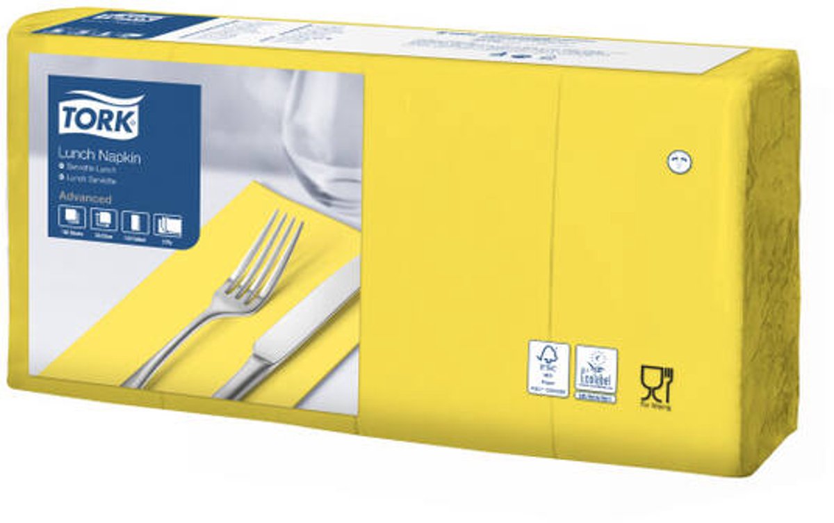 Tork 477880 soft lunchservet geel 33x33 cm 3-laags 1500 stuks (477880)