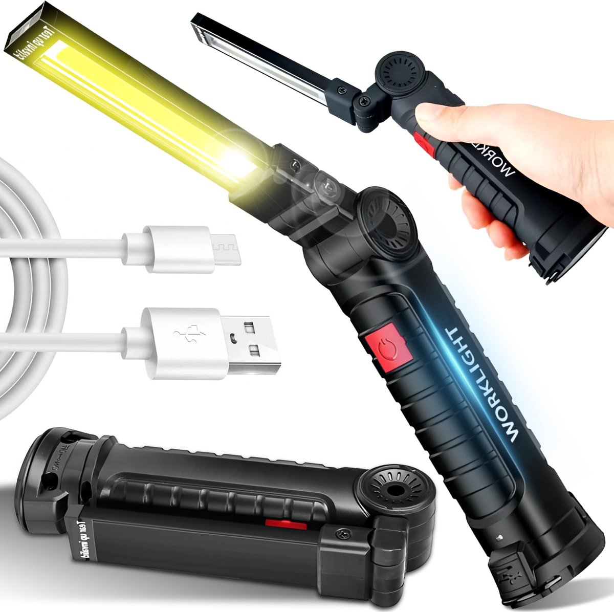 Dailygoods - Oplaadbare Draagbare LED Werklamp met Magneet en Haak