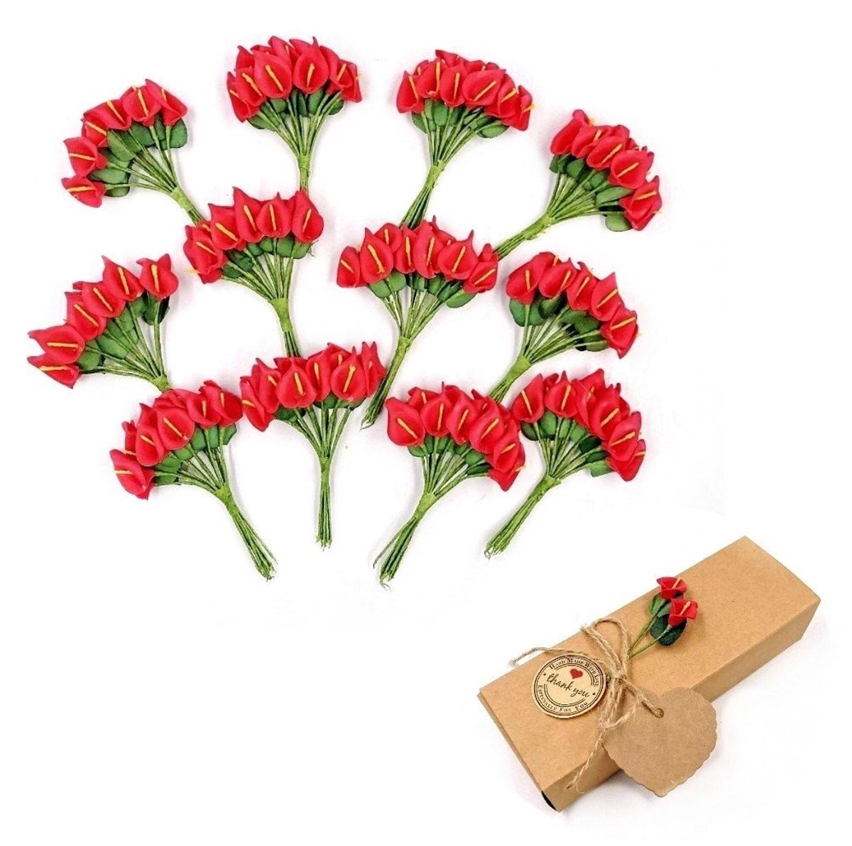 Dailygoods - Kunstbloemen - Nep Calla Lelies - Decoratie voor Feestjes - Rood - Bruiloft e
