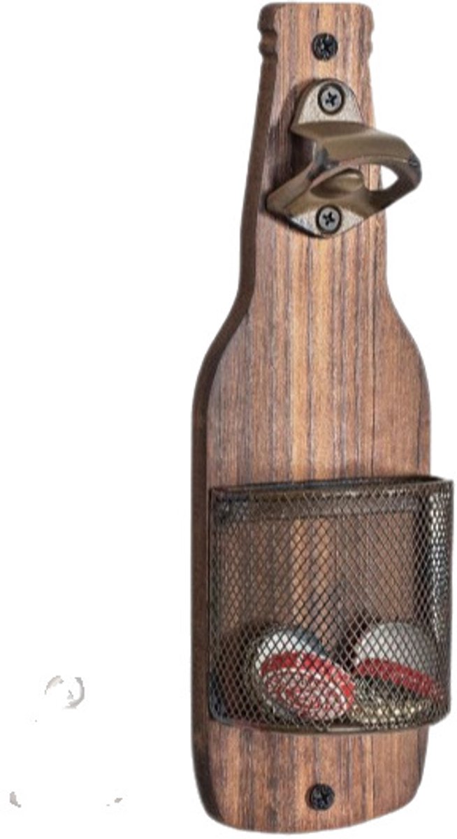 Cuhostki Flesopener - Hout - Retro Kleur - 25x10x8cm - Voor Thuis & Bar