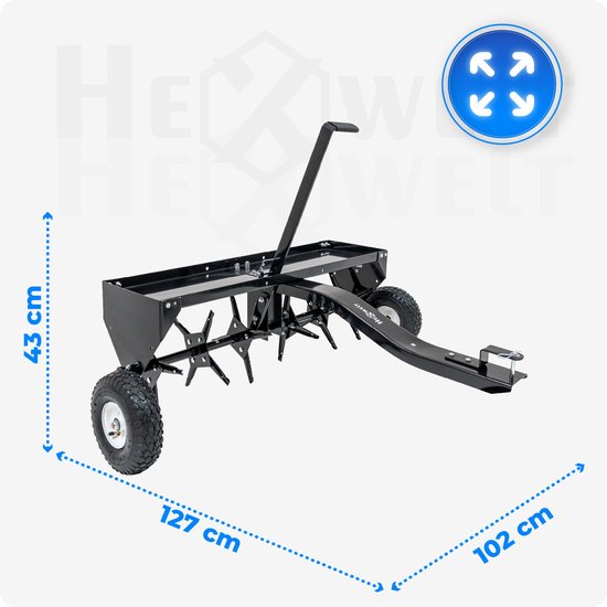 HW-AERATOR Gazonbeluchter voor zitmaaier en quad - 93 cm - 24 Pinnen Compatibel met de HEXWELT HW-TR-452 tuintractor — afbeelding 2