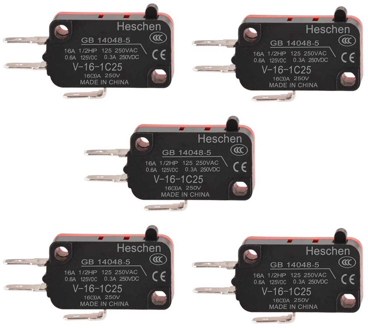 Dailygoods - Dailygoody - Micro switch - 16A 250VAC - 5 stuks - Handige push button - Betrouwbaar in gebruik - Ideaal voor panelmontage